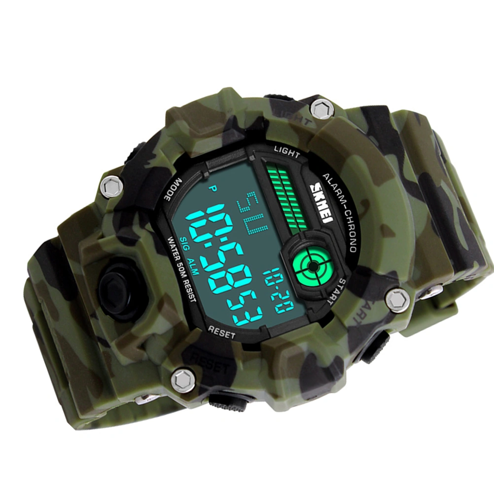 Men Outdoor Sports Fashion Watches Digital Wristwatch Resistant Waterproof Watches Relogio Masculino 1197 (Green)