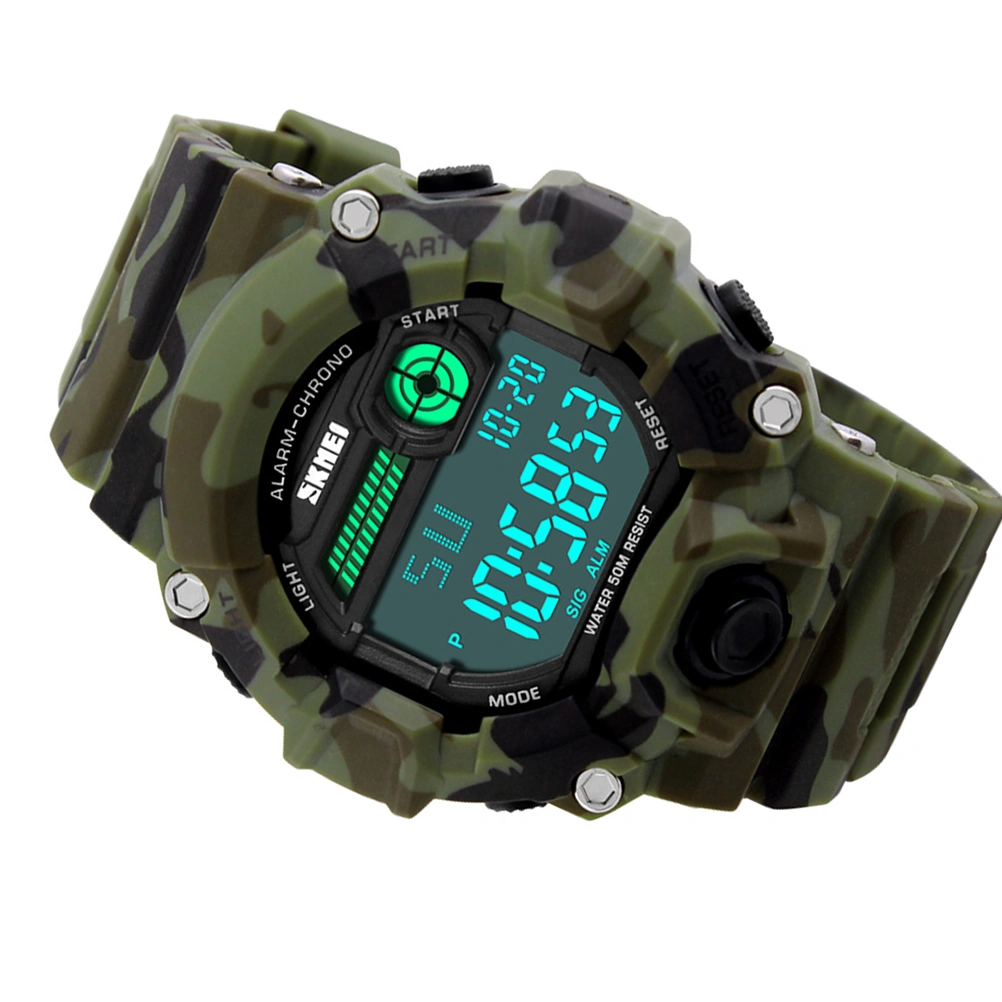 Men Outdoor Sports Fashion Watches Digital Wristwatch Resistant Waterproof Watches Relogio Masculino 1197 (Green)