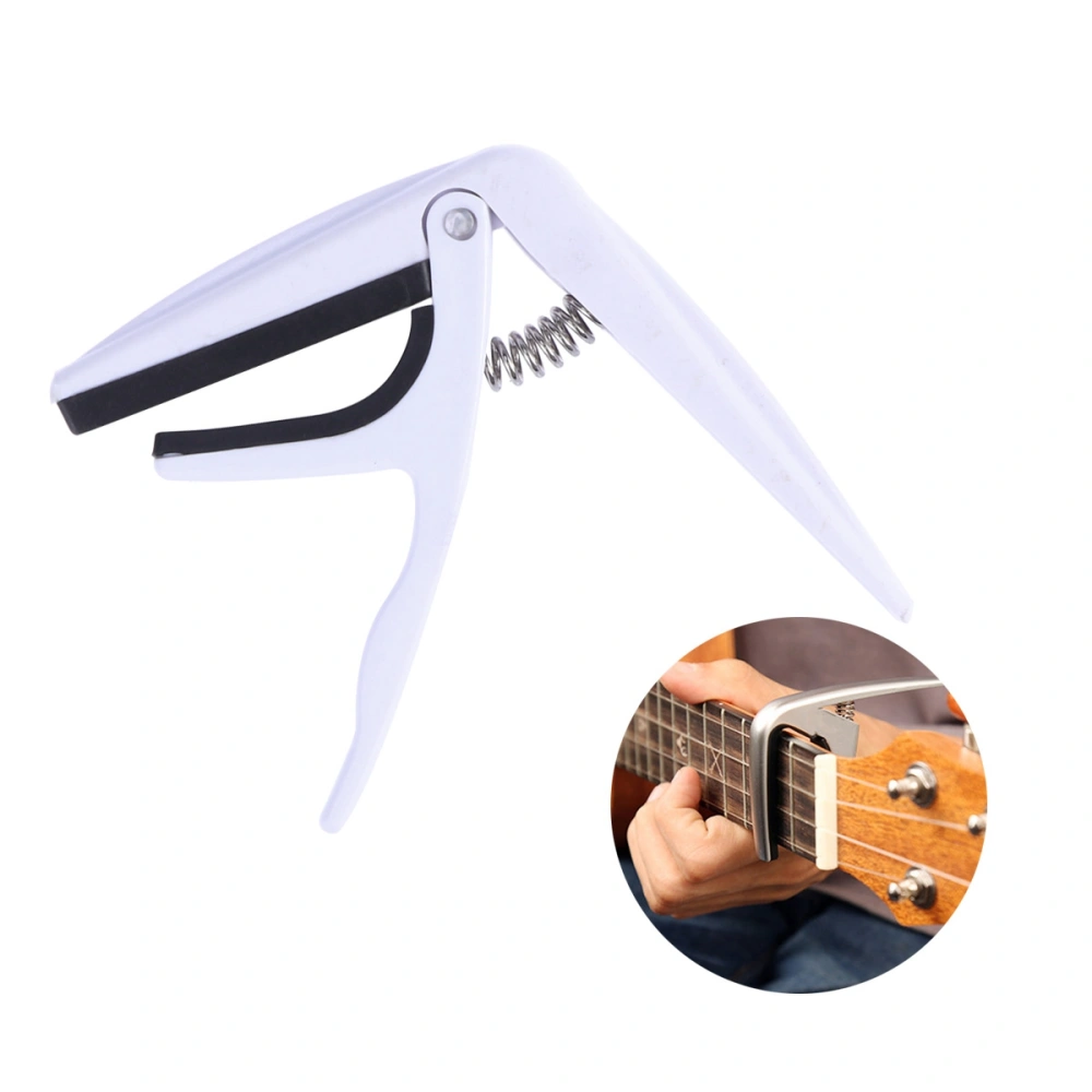 Professional Ukulele Capo Single-handed Quick Change Ukelele Capo Zinc Alloy Guitar Parts Accessories (White)