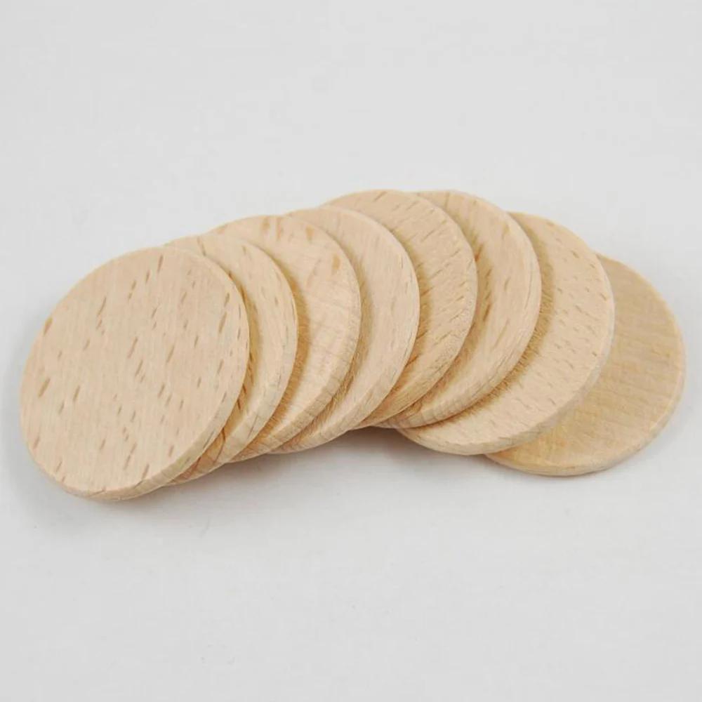 50 Pcs 36MM Round Wood Piece Disc DIY Painting Drawing Craft Solid Thicken Wooden Circle Jewelry Accessories for DIY Art Craft