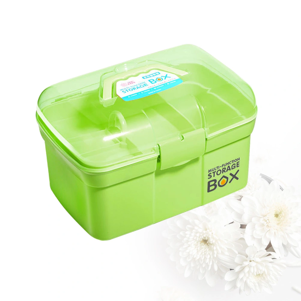 Professional Nail Art Tool Plastic Storage Box Storage Container Portable for Manicurist (Green)