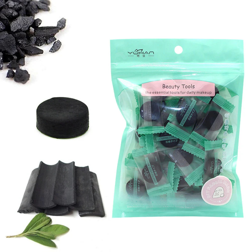40pcs DIY Compressed Mask Non-woven Fabrics Facial Natural Bamboo Charcoal Mask Fiber Face Care Mask