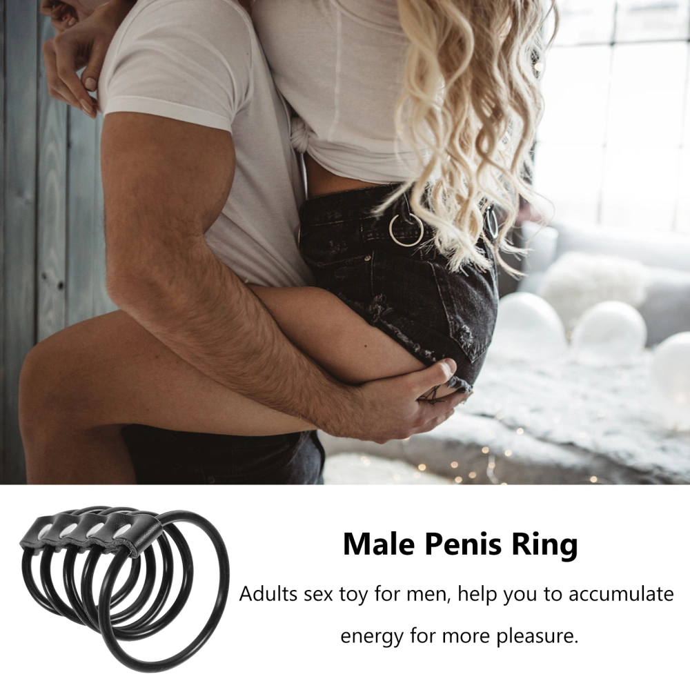 Silicone 5 Penis Ring Delay Ejaculation Couple Flirting Sex Massager Toy