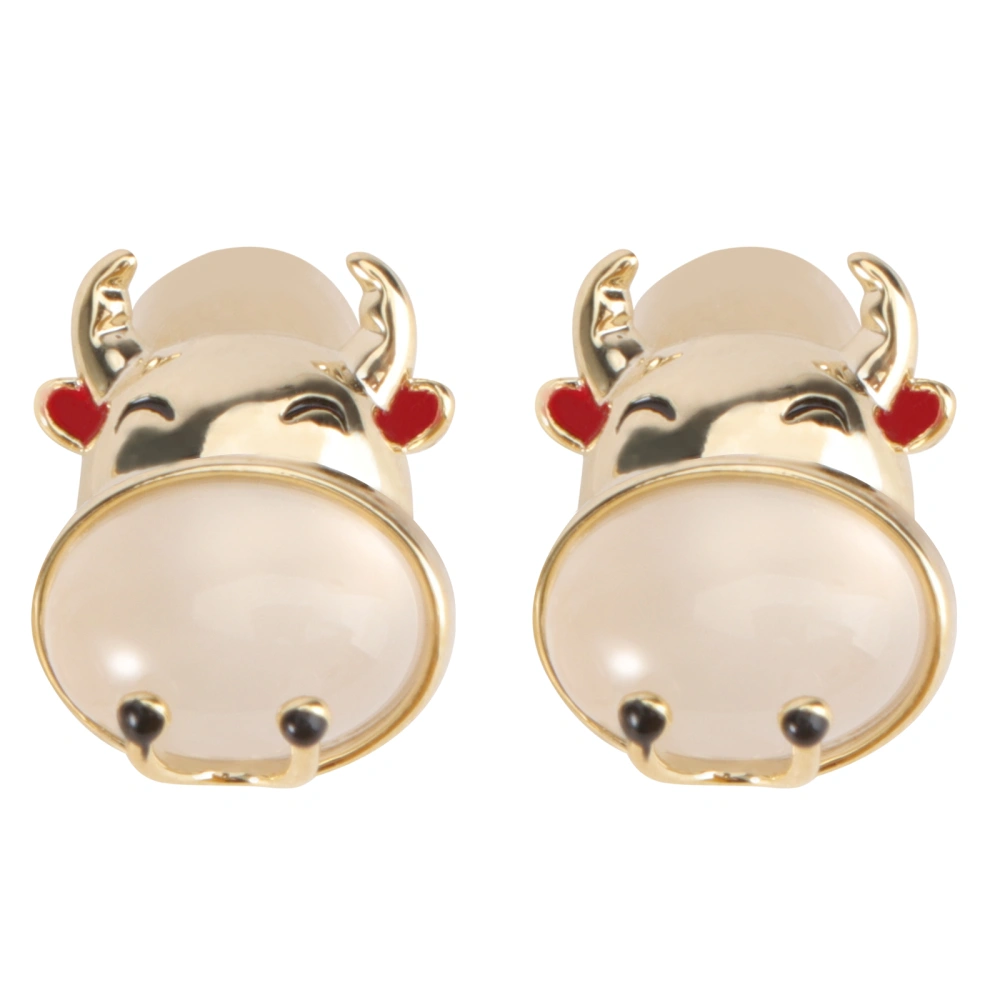 1 Pair Ox Earrings Adorable Ear Decoration Fashion Earring New Year Ear Stud