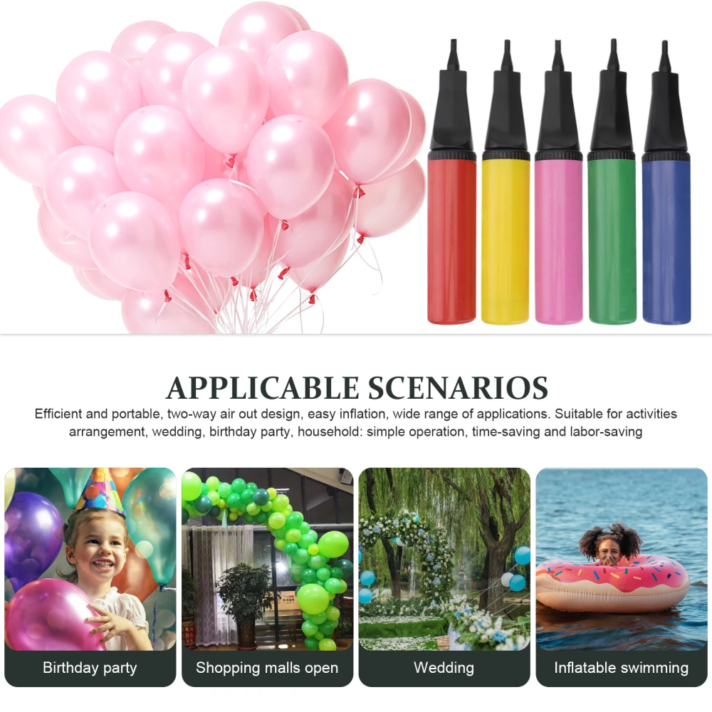 5pcs Portable Balloon Inflator Hand Manual Inflator Swim Ring Pump Air Inflator (Mixed Color)