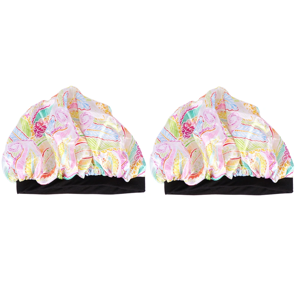 2pcs Sleep Caps Elastic Wide Band Hats Women Night Sleeping Headwear Caps