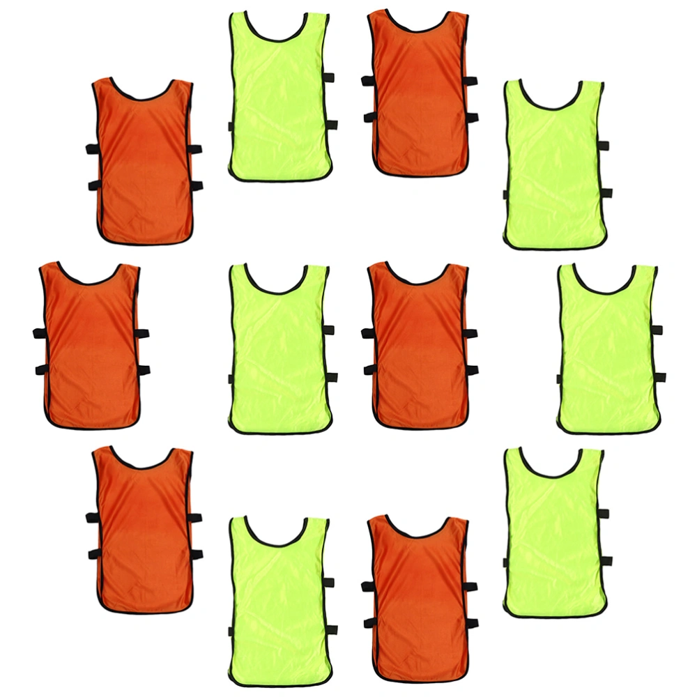 12Pcs Kids Football Training Vests Team Practice Vests Outdoor Sleeveless Vests with Elastic Straps