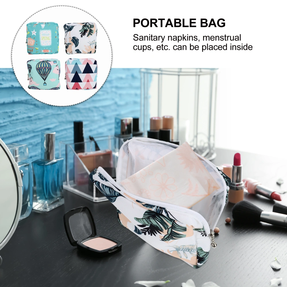 4Pcs Portable Sanitary Napkin Storage Bags Travel Sanitary Napkin Bags (Assorted Color)