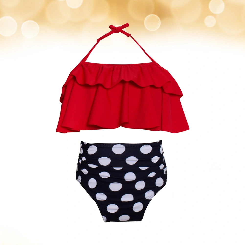 1 Set Two-Pieces Split Swimwear Parent-child Swimsuit Stylish Swimwear Unique Summer Swimming Clothes Bathing Suit (Kids Style Size 140)