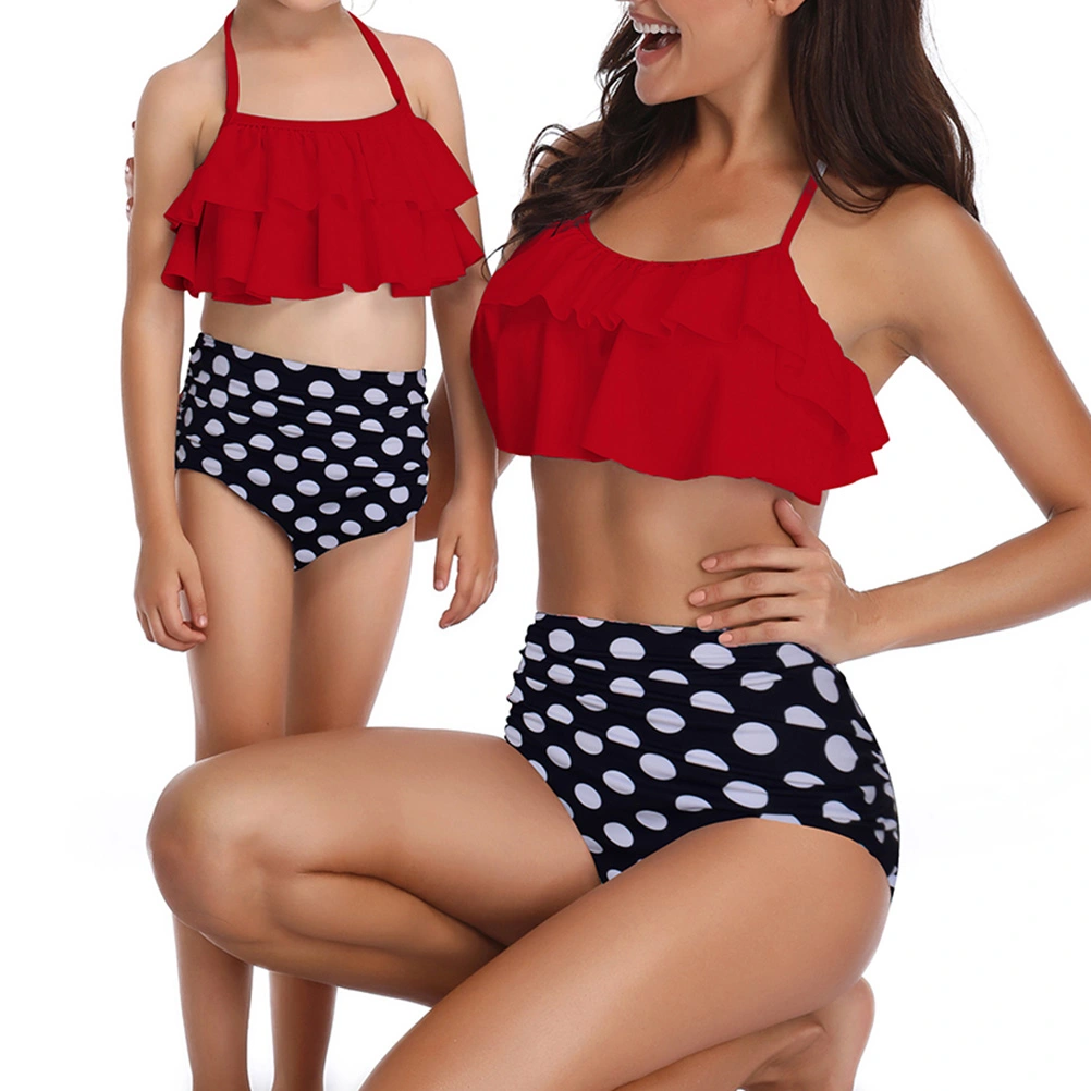 1 Set Two-Pieces Split Swimwear Parent-child Swimsuit Stylish Swimwear Unique Summer Swimming Clothes Bathing Suit (Kids Style Size 140)