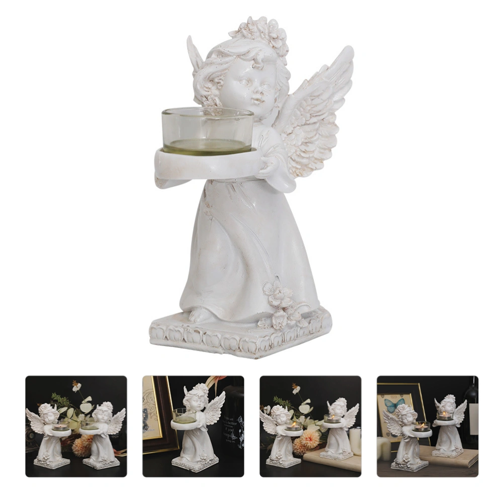 Vintage Candle Holders Retro Style Tea Light Angel Statue Candlestick Ornament