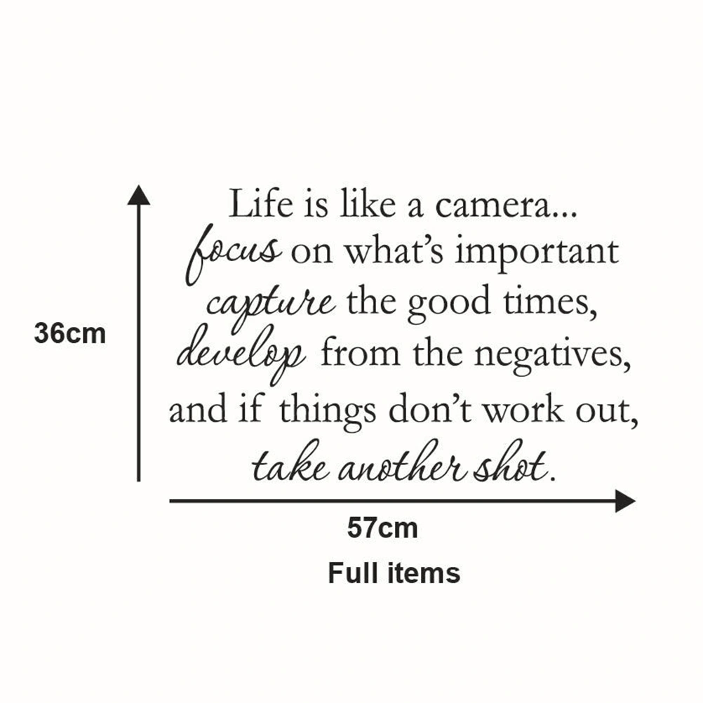 Life is Like A Camera Quote Decors Wall Saying Decals Quote for Home Wall Decoration