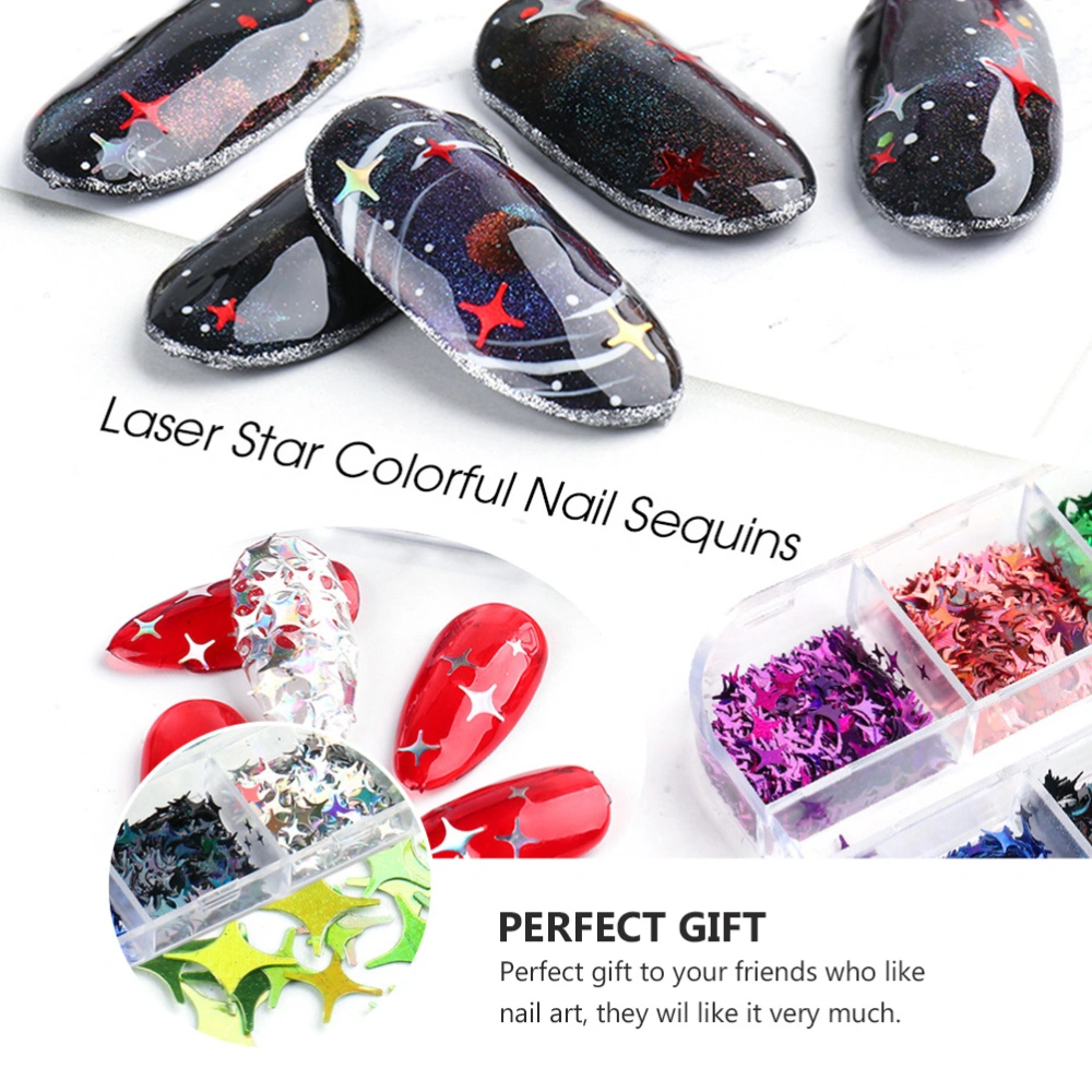 2 Pcs Colorful Nail Sequins Four-pointed Star Nail Sequin Nail Beauty Accessory