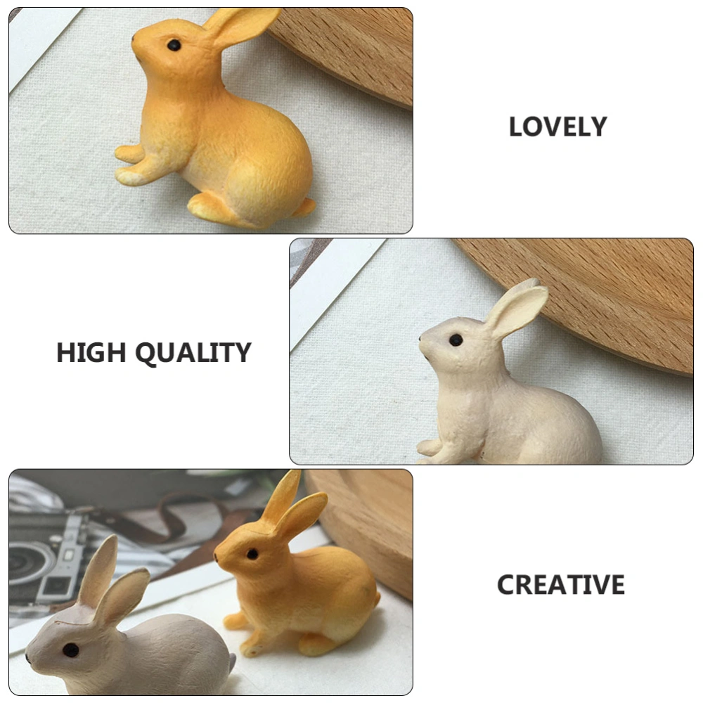 6pcs Rabbit Ornaments Desktop Decorative Animals Ornament Resin Rabbit Statue