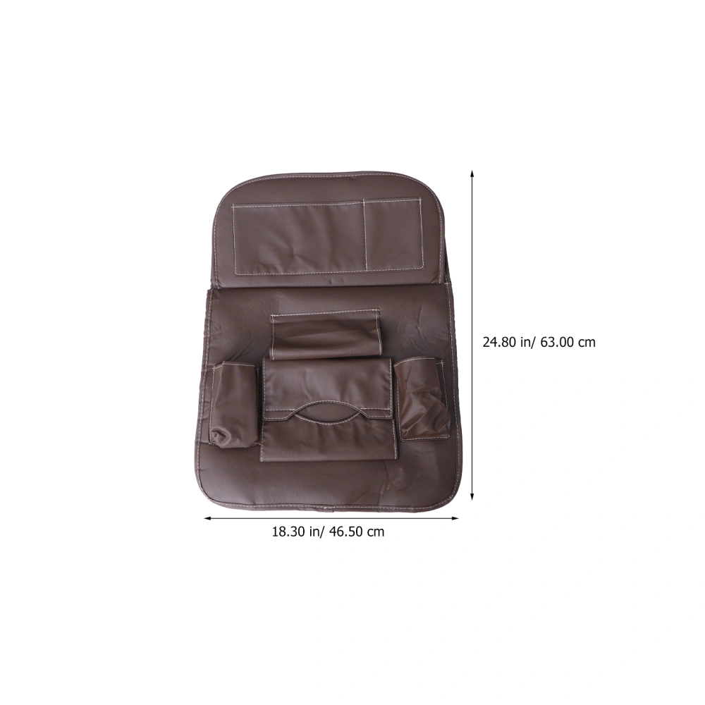 Multi-Pocket Back Seat Storage Bag Car Seat Cover Organizer Car Organizer with Tray (Coffee)