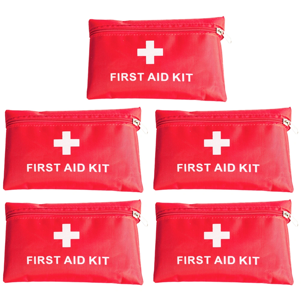 5pcs Red First Aid Storage Bag Mini First Responder Storage Pouch Emergency Package Organizer