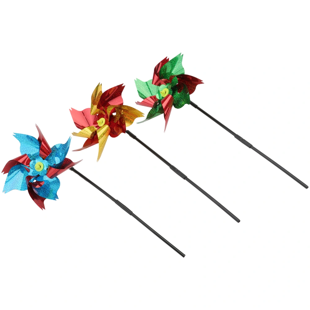 3Pcs Colorful Windmill Toy Wind Bird Repellent Windmill Yard Decoration