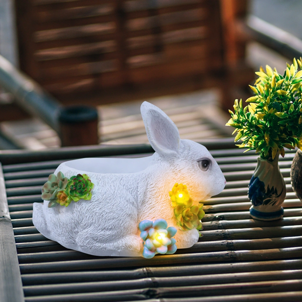 1Pc Rabbit Design Flowerpot Garden Luminous Plants Pot Chic Solar Light Pot