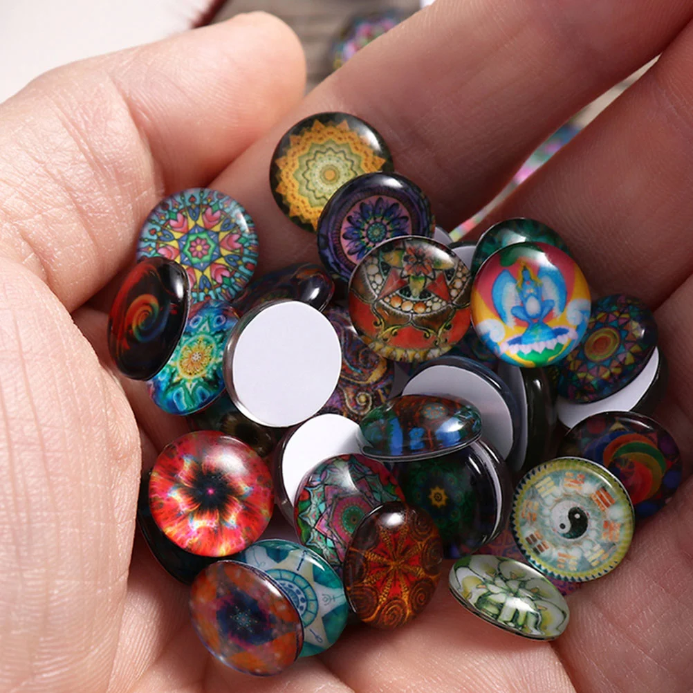 50pcs Round Gemstone Patches Jewelry DIY Craft Material Gemstone Patches