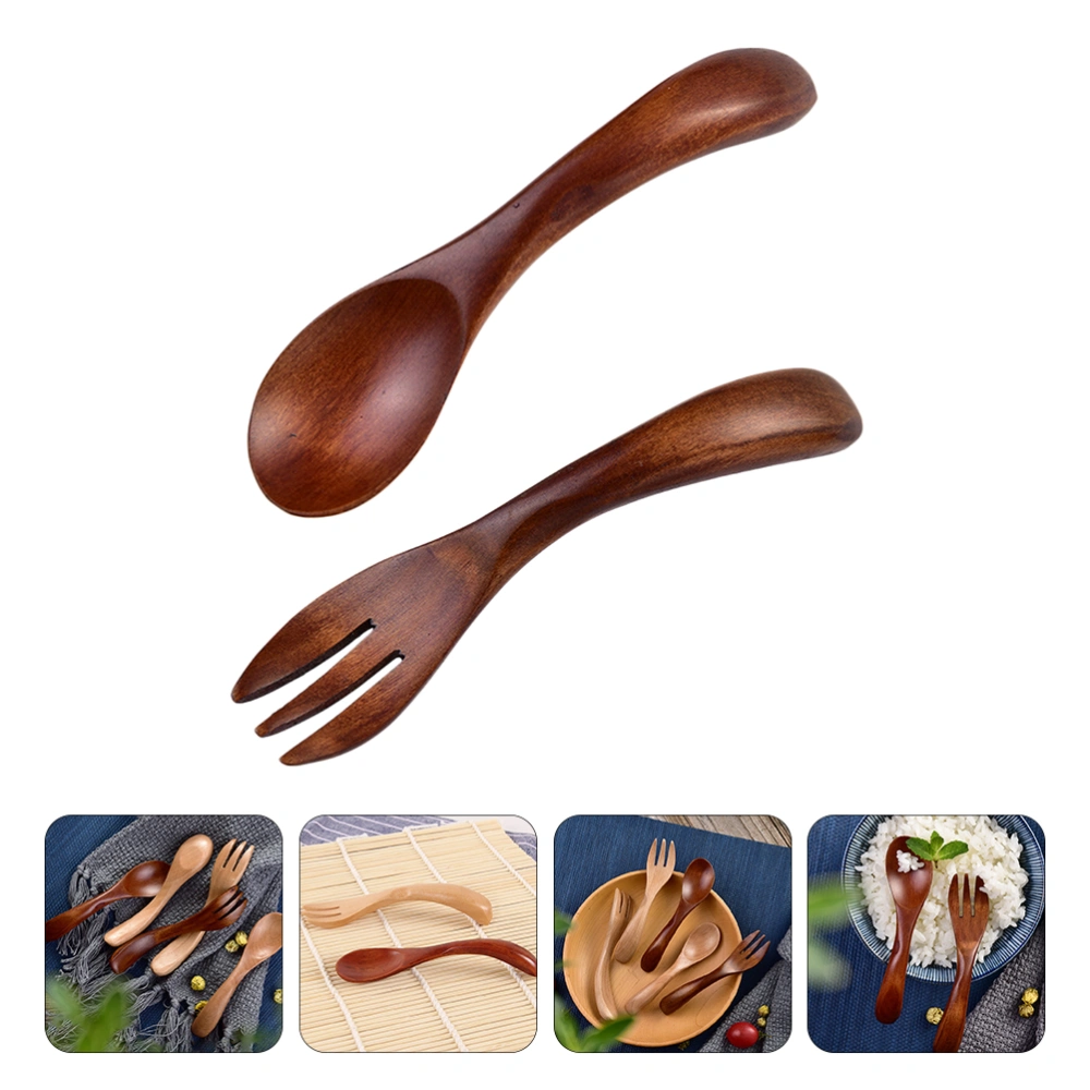 1 Set of Wooden Children's Tableware Cutlery Set Creative Kitchen Supply