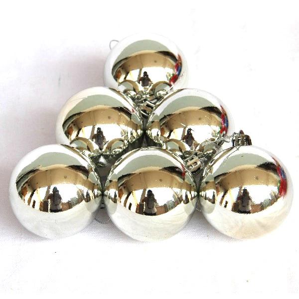 4cm Shining Christmas Baubles Round Balls Christmas Tree Party Decorative Balls Ornament - 6 pcs/set (Silver)