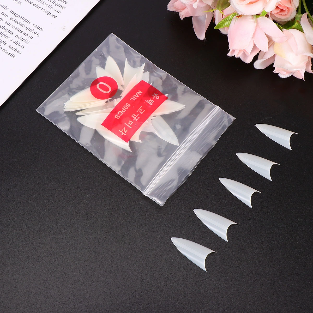 500Pcs Manicure Fake Nails Plastic Pointed Nails Nail Art Stickers DIY Manicure Supplies for Women Girls Ladies Grey