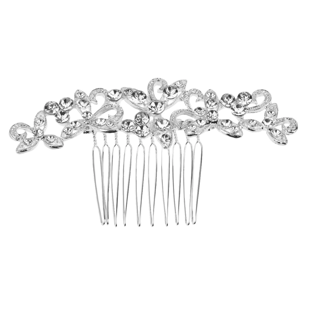 Bridal Hair Comb Zinc Alloy Headpiece Shining Rhinestone  Hairpin Hair Accessories for Wedding Performance (White)