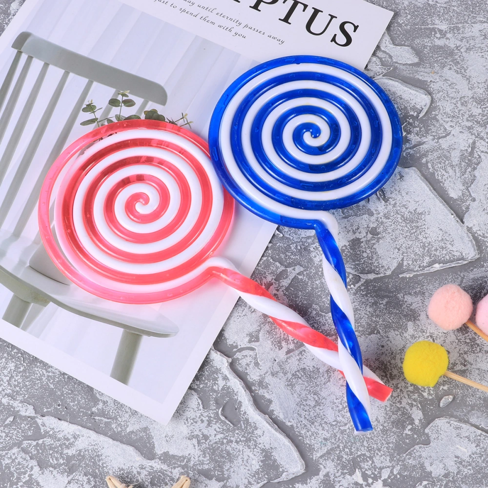 2Pcs Cosplay Clown Dress Up Props Plastic Lollipop Candy Embellishment DIY Rainbow Color Lolly Crafts (Random Color)