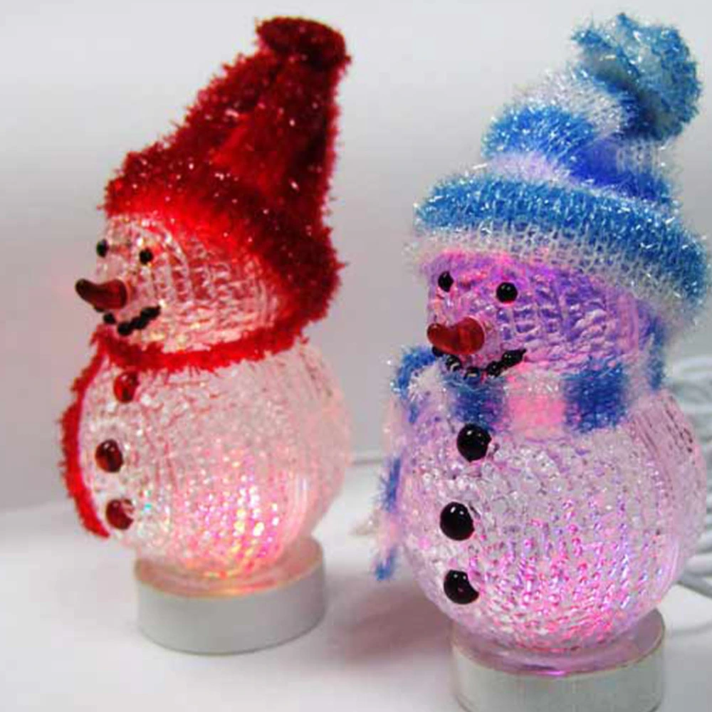 2PCS USB Charging Night Light Christmas Glowing Snowman Cartoon Lamp for Bedroom Living Room (Sky-blue)