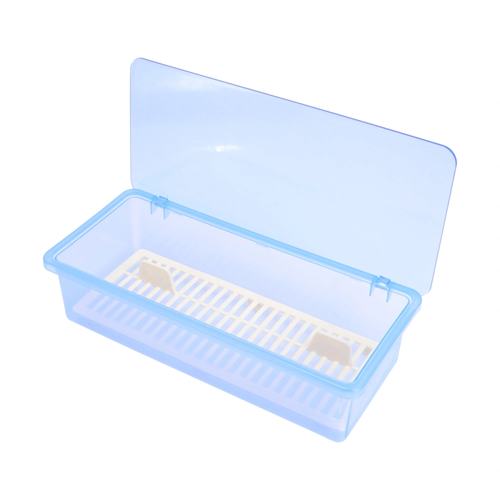 Kitchen Chopsticks Drain Storage Box Transparent Dust-proof Tableware Storage Organizer Kitchen Cutlery Fork Utensil Storage Container (Blue)