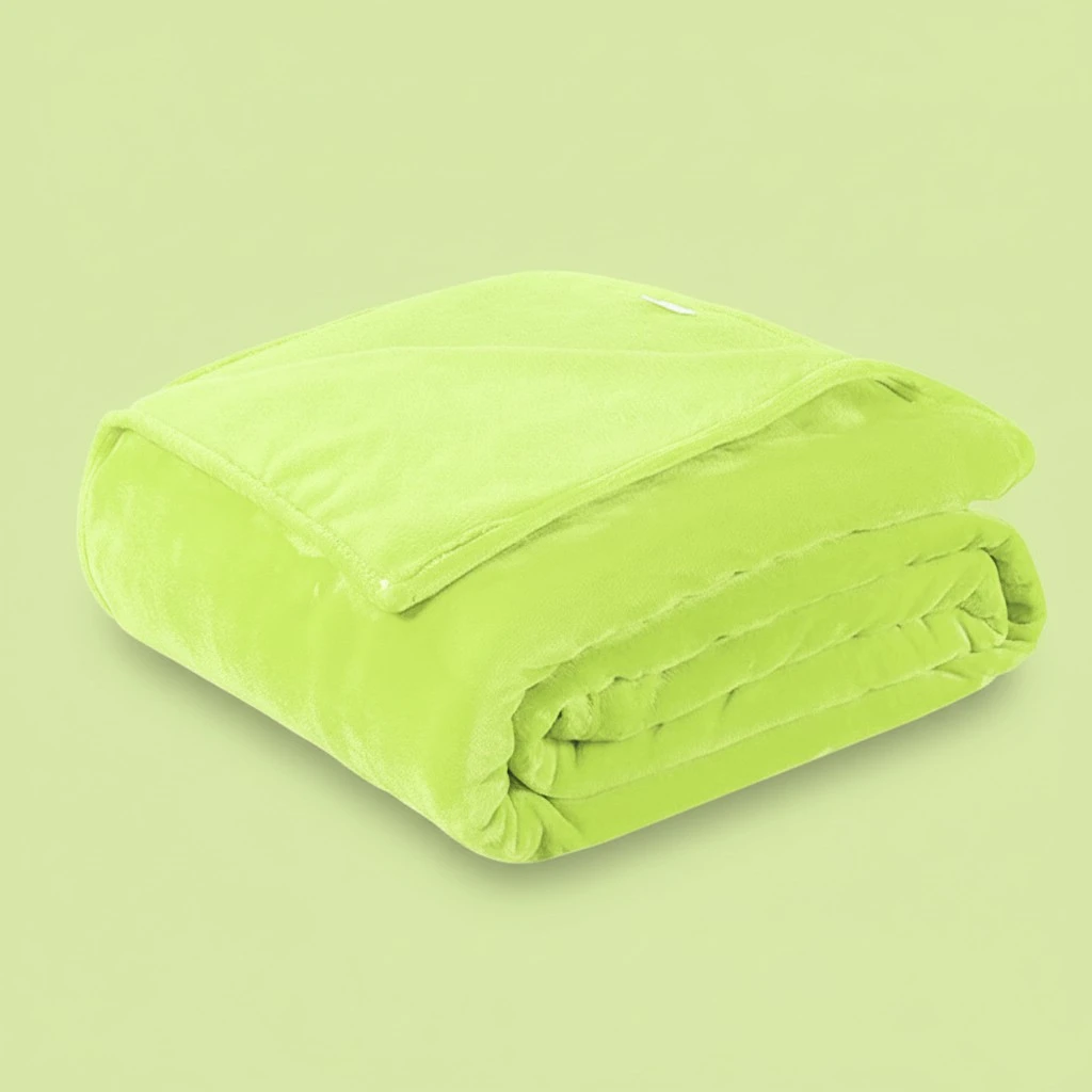 Thick Blankets Flannel Fleece Blanket Lightweight Warm Bed Blanket 70x100cm (Light Green)