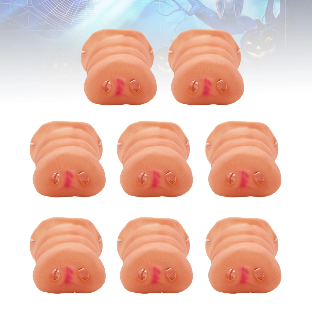 8pcs Pig Snout Mask Halloween Costume Party Pig Snout Toys Funny Pig Snout with Elastic Band