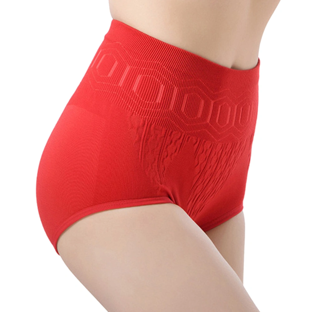 Women High Waisted Briefs Hip Abdomen Shapewear Underwear Tummy Control Trim Panties (Red)