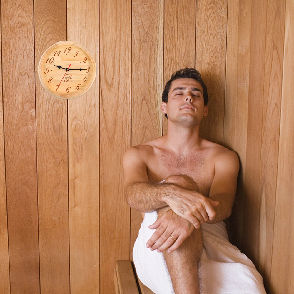 1Pc Simple Sauna Wooden Clock Decorative Sauna Room Clock Wall Clock Decor