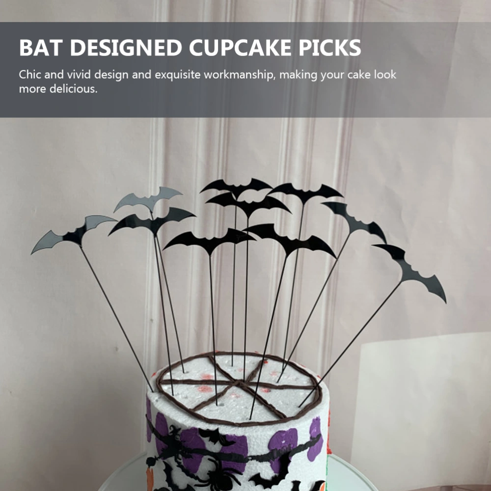 50pcs Creative Bat Designed Cake Picks Halloween Party Cake Inserts Party Props