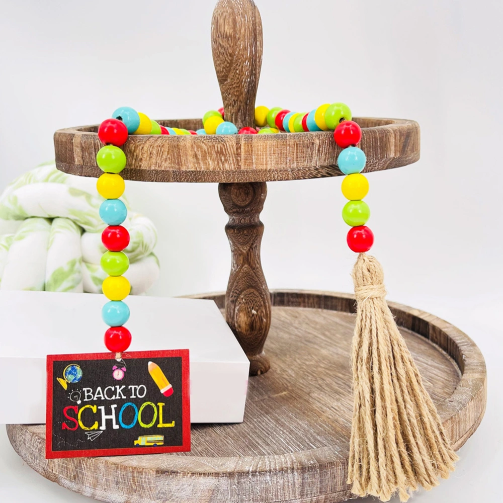 Back to School Wooden Beads Garland Tassels Wooden Beads School Centerpiece