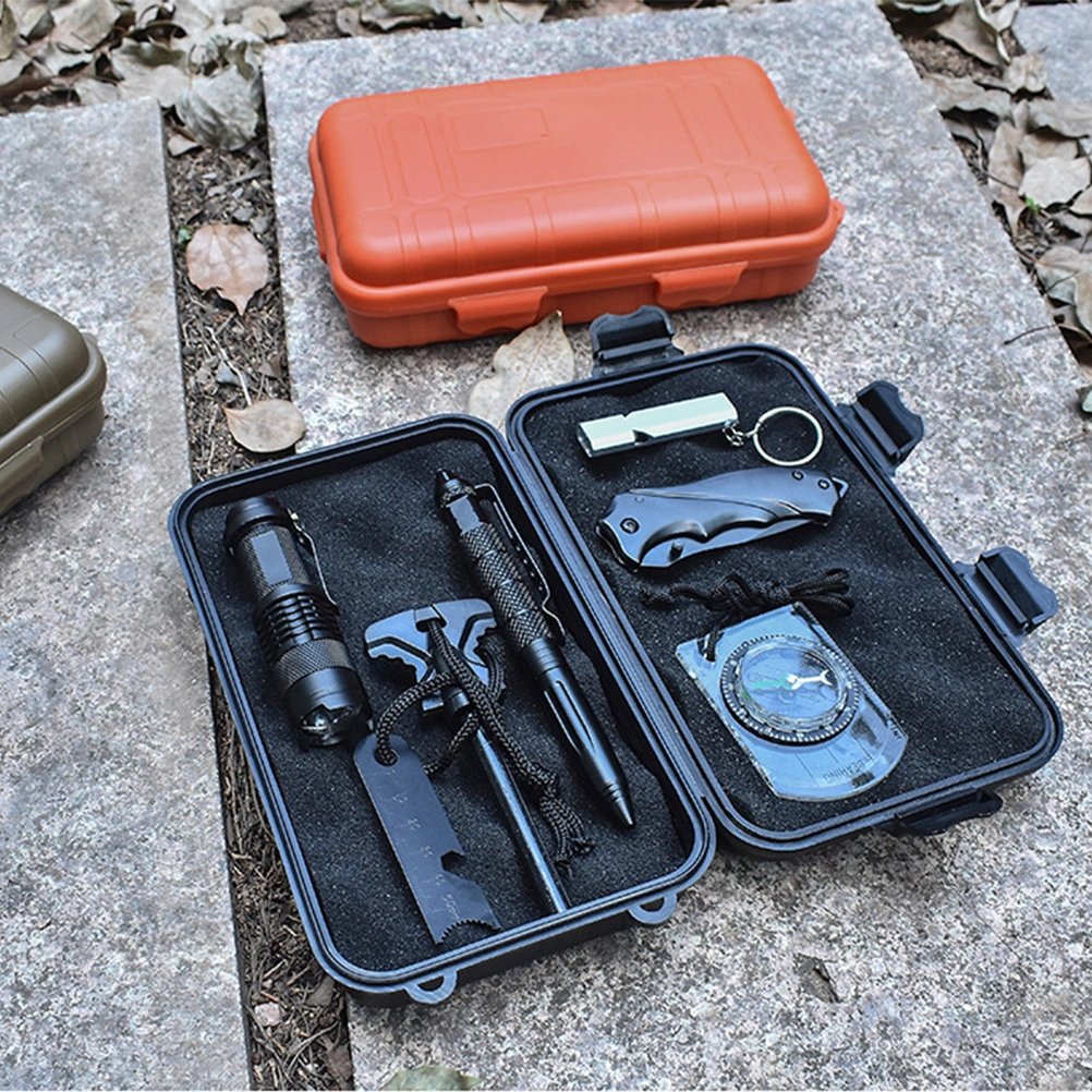 Multi-Purpose EDC Tool Storage Box Large Survival Kit Holder Box Shockproof Waterproof Seal Case (Black)