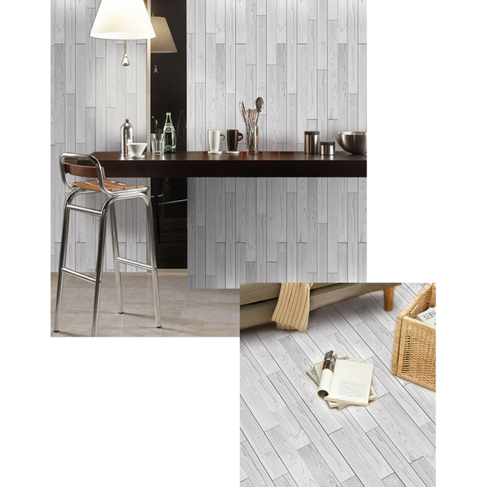 1PC Simulation Gray and White Wood Grain Pattern Floor Sticker DIY Self-adhesive PVC Wall Stickers Waterproof Floor Decals