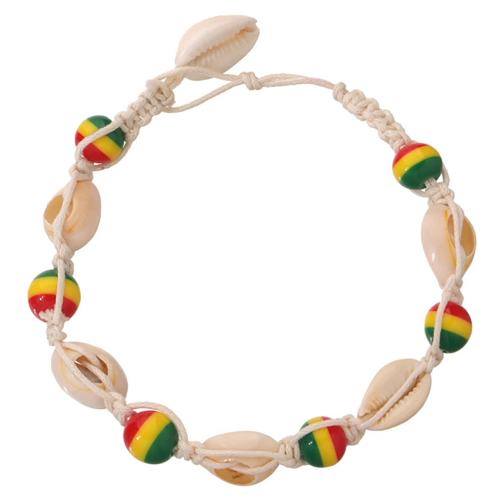 Colorful Wood Beads Anklet Shell Ankle Chain Handmade Knitted Anklet Fashion Jewelry Colorful