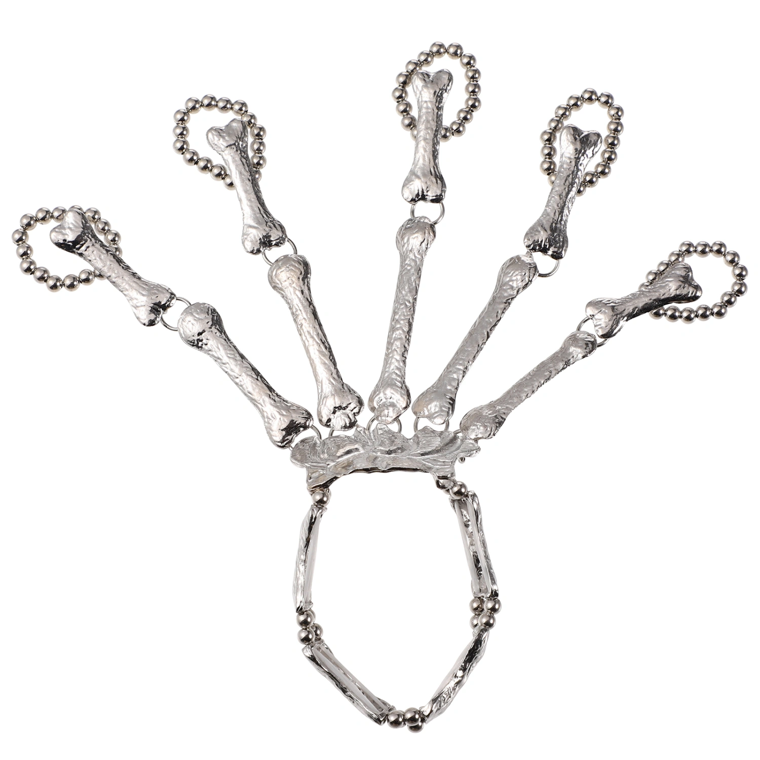 Winomo Skeleton Hand Chain Fingers Bracelet Punk Slave Ring Ghost Claw Ornament for Halloween Cosplay Costume (Silver)