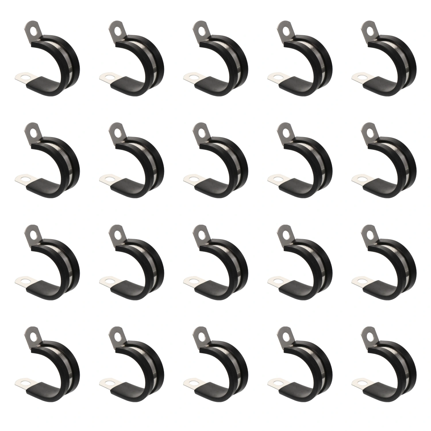 20pcs R-shaped Hose Pipe Clamps Air Clamps Rubber Cable Clamp Assortment Kit