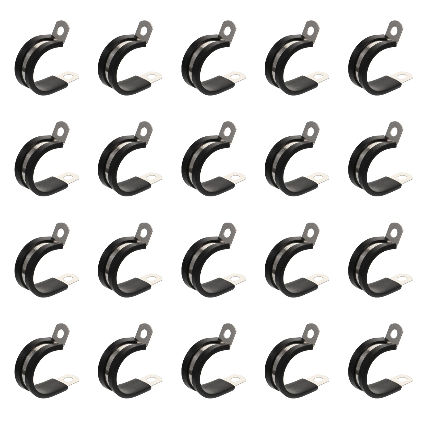 20pcs R-shaped Hose Pipe Clamps Air Clamps Rubber Cable Clamp Assortment Kit