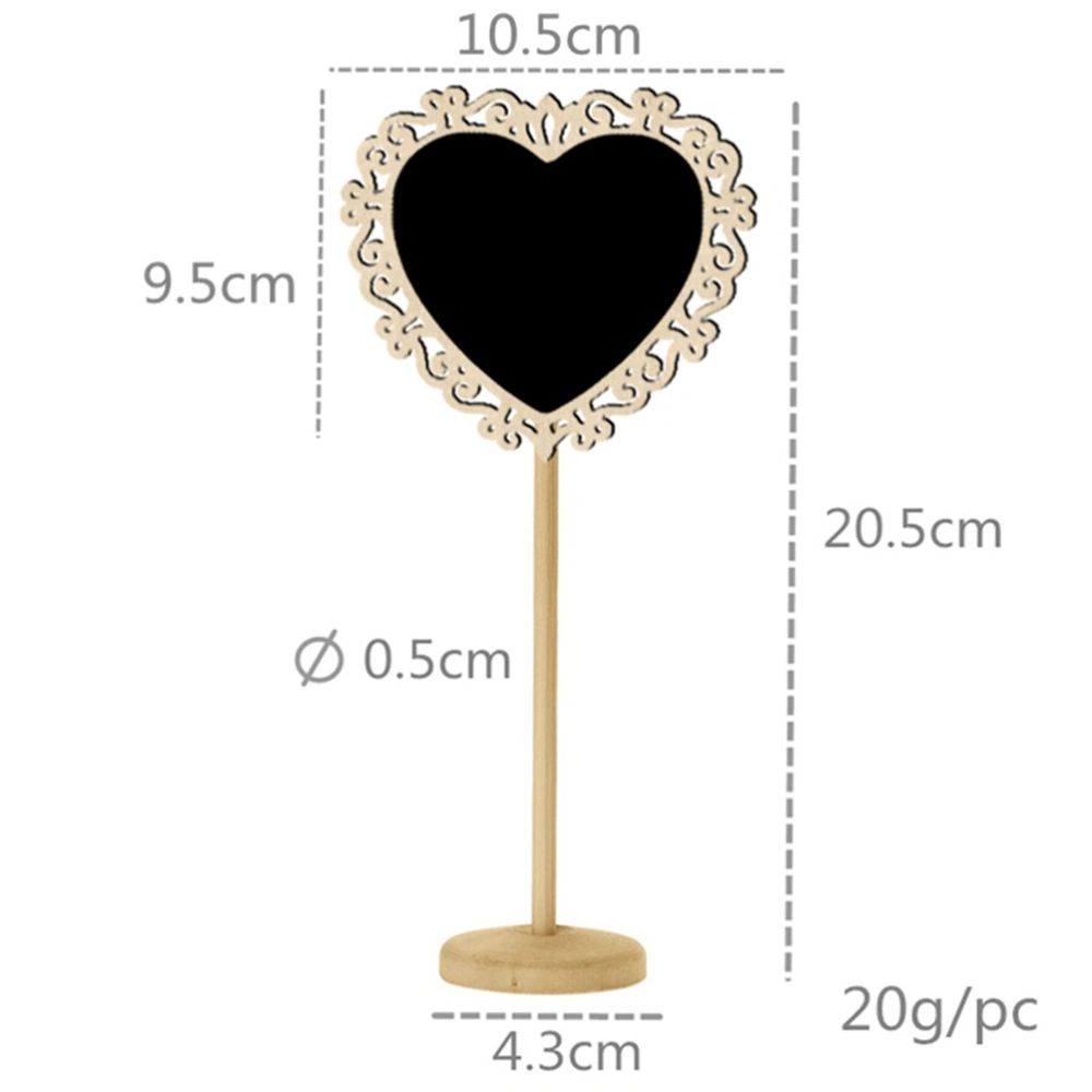 10pcs Mini Decorative Boarder Chalkboard Signs Black Board Message Board with Stand for Wedding Party Decoration (Heart Shape)