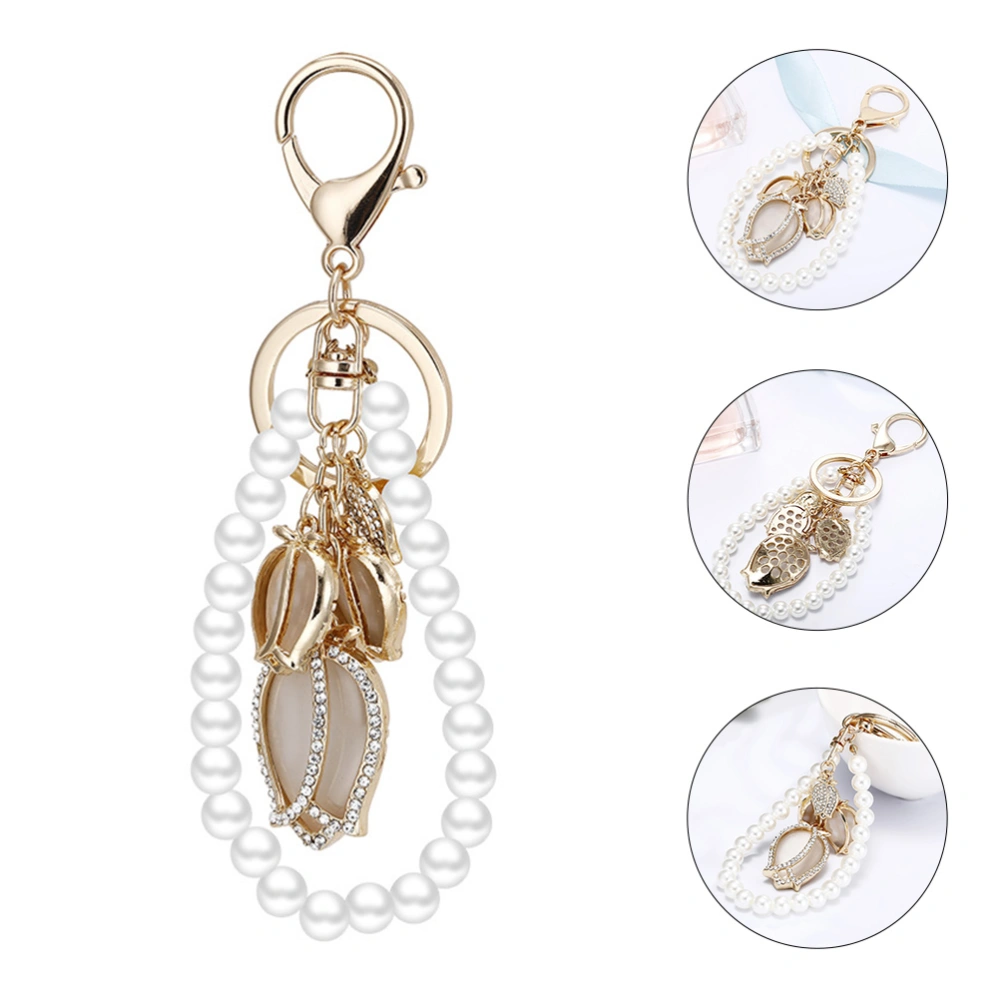 Fashion Pearl Bracelet Key Chain Ornament Bag Ornament Key Pendant Key Decor