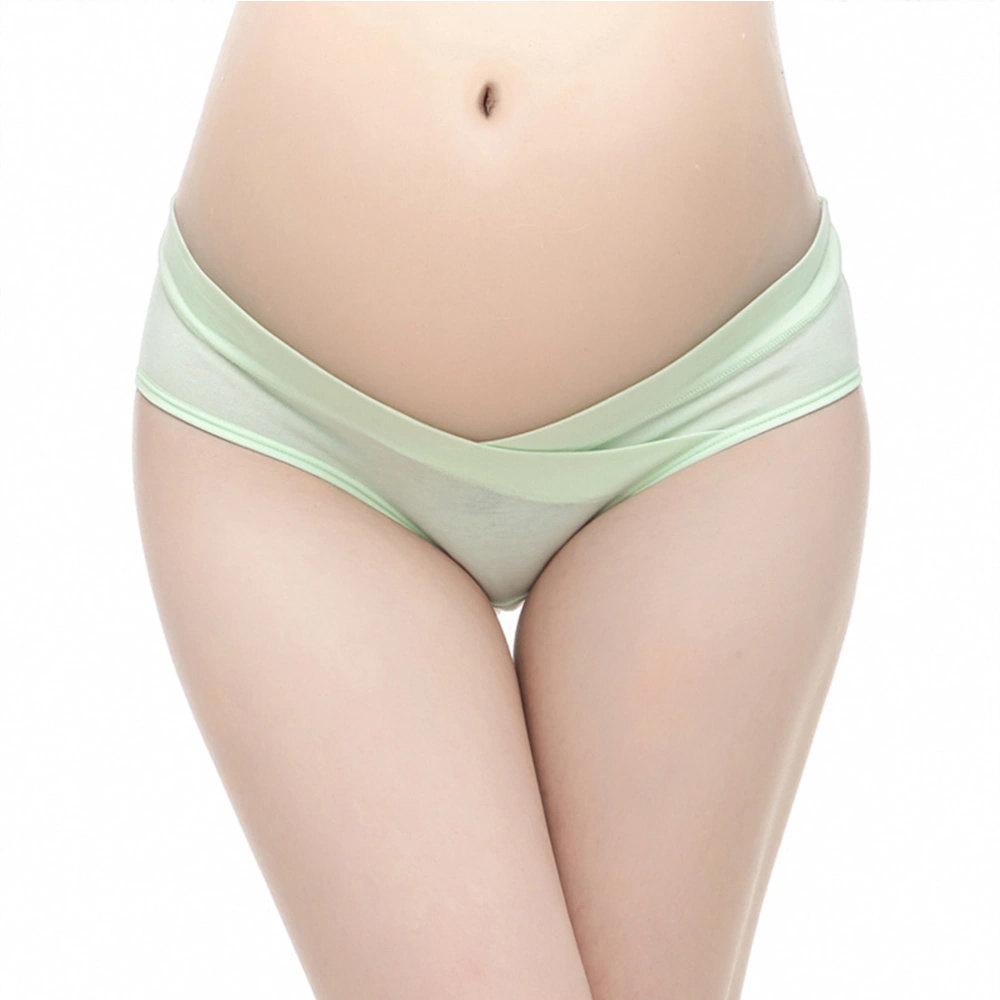 Cotton Low Waist Maternity Nursing Panties Underwear for Pregnant Women - Size XXL (Green)