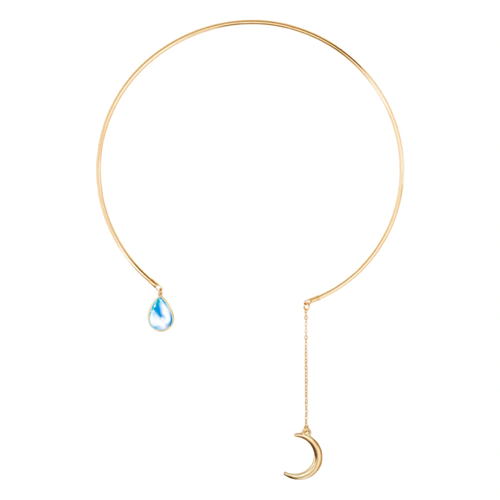 1Pc Simple Necklace Decorative Neck Chain Moon Pendant Neck Accessory (Golden)