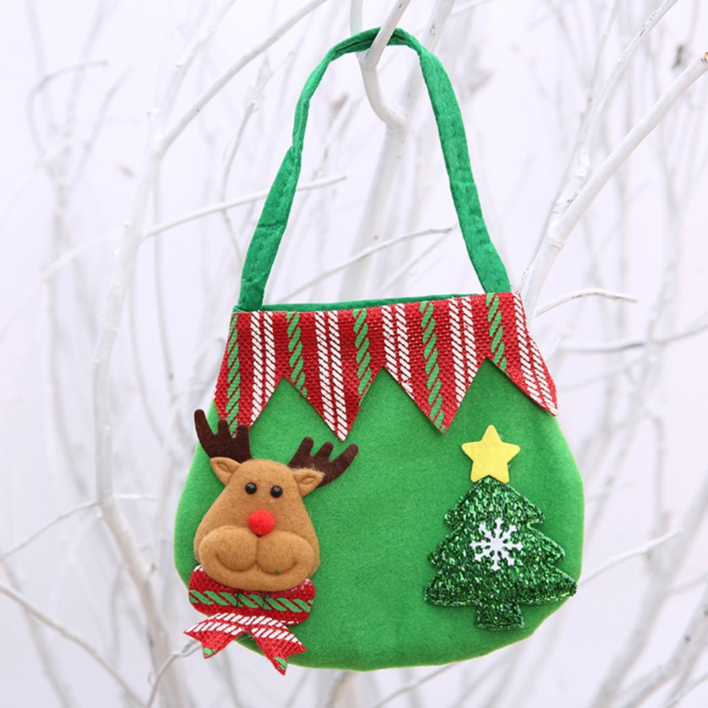 Wavy Fabric Christmas Candy Bags Reindeer Gift Treat Goodie Bag Gift Sack Xmas Stocking Stuffers Handbag Christmas Ornaments Home Party Decor