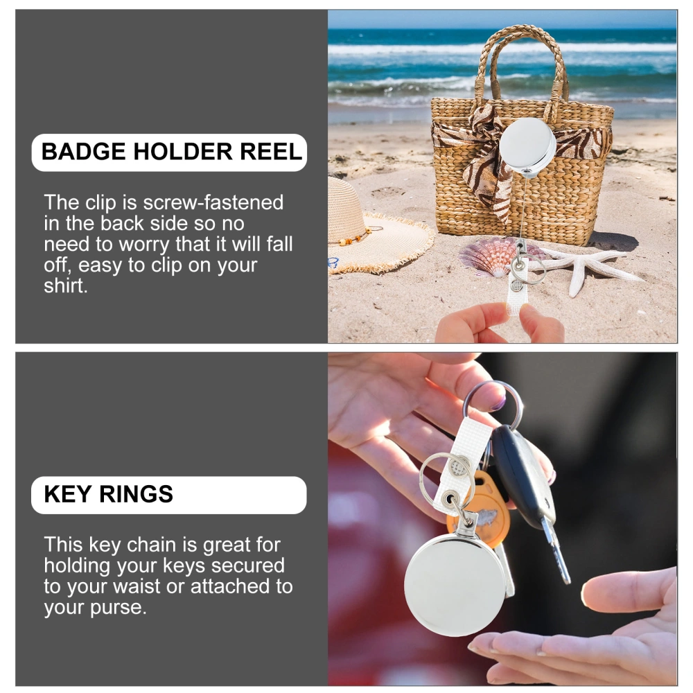 2pcs ID Cards Holder Reel Retractable Badge Clip ID Badge Holder with Key Ring