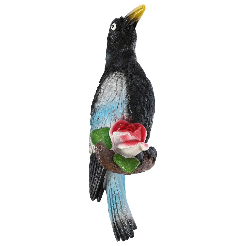 1pc Magpie Bird Figurine Decor Garden Craft Bird Tree Wall Hanging Ornament