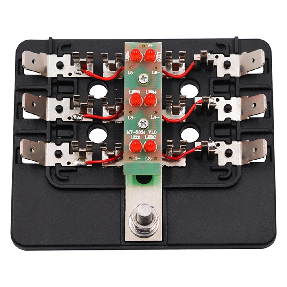 12-30V Durable Car Modification 6 Way Fuse Box Base Insert Type PC Terminal Block Set Black